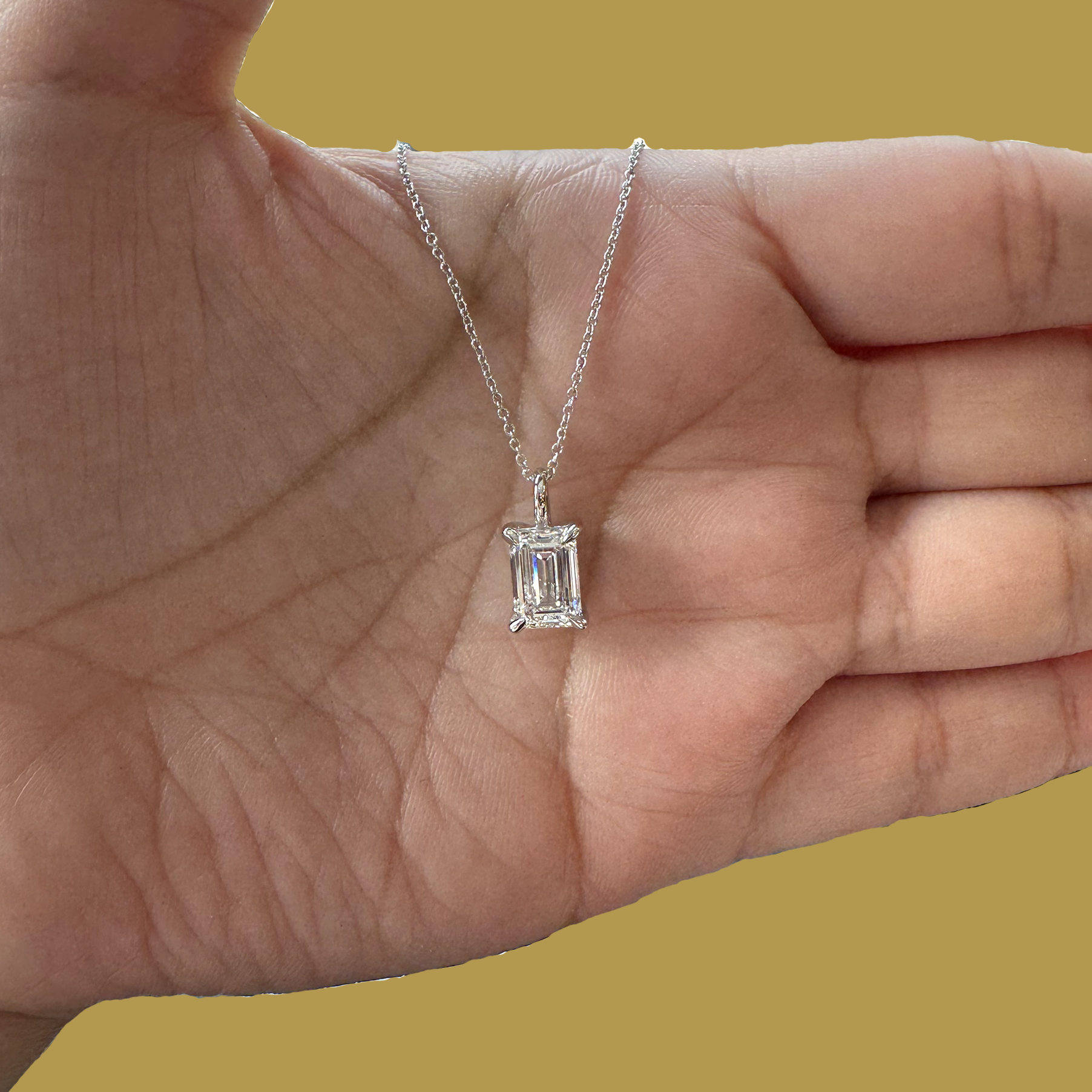 2.00ct Emerald Lab Diamond Solitaire Pendant
