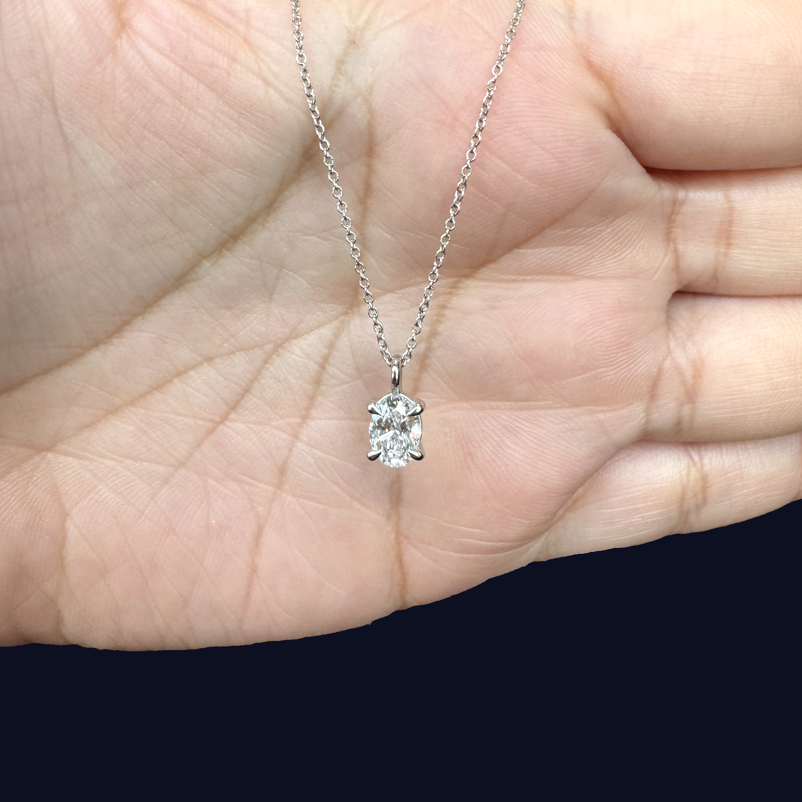 0.84tcw Oval Lab Diamond Solitaire Pendant