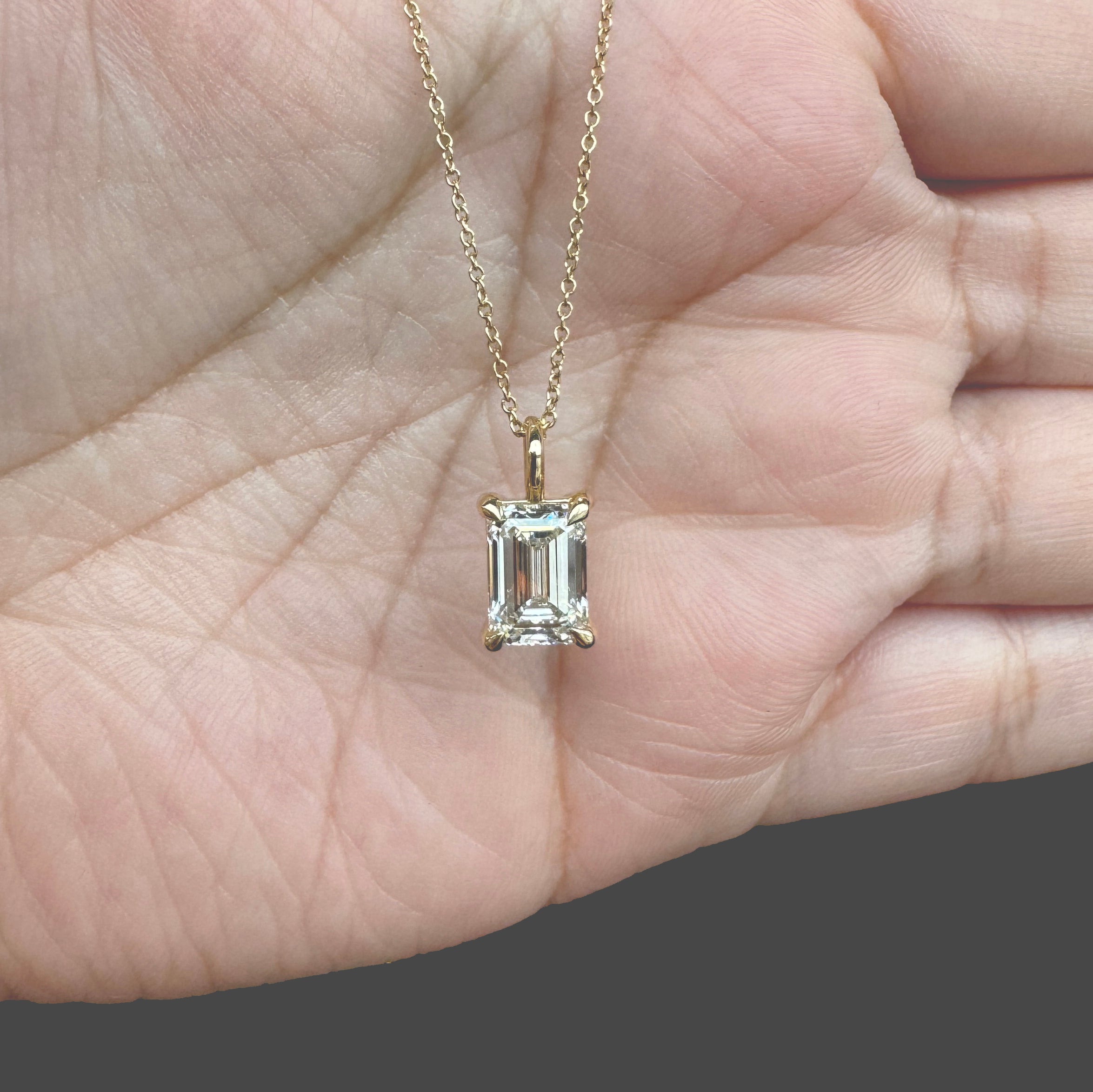 2.10ct Emerald Lab Diamond Solitaire Pendant