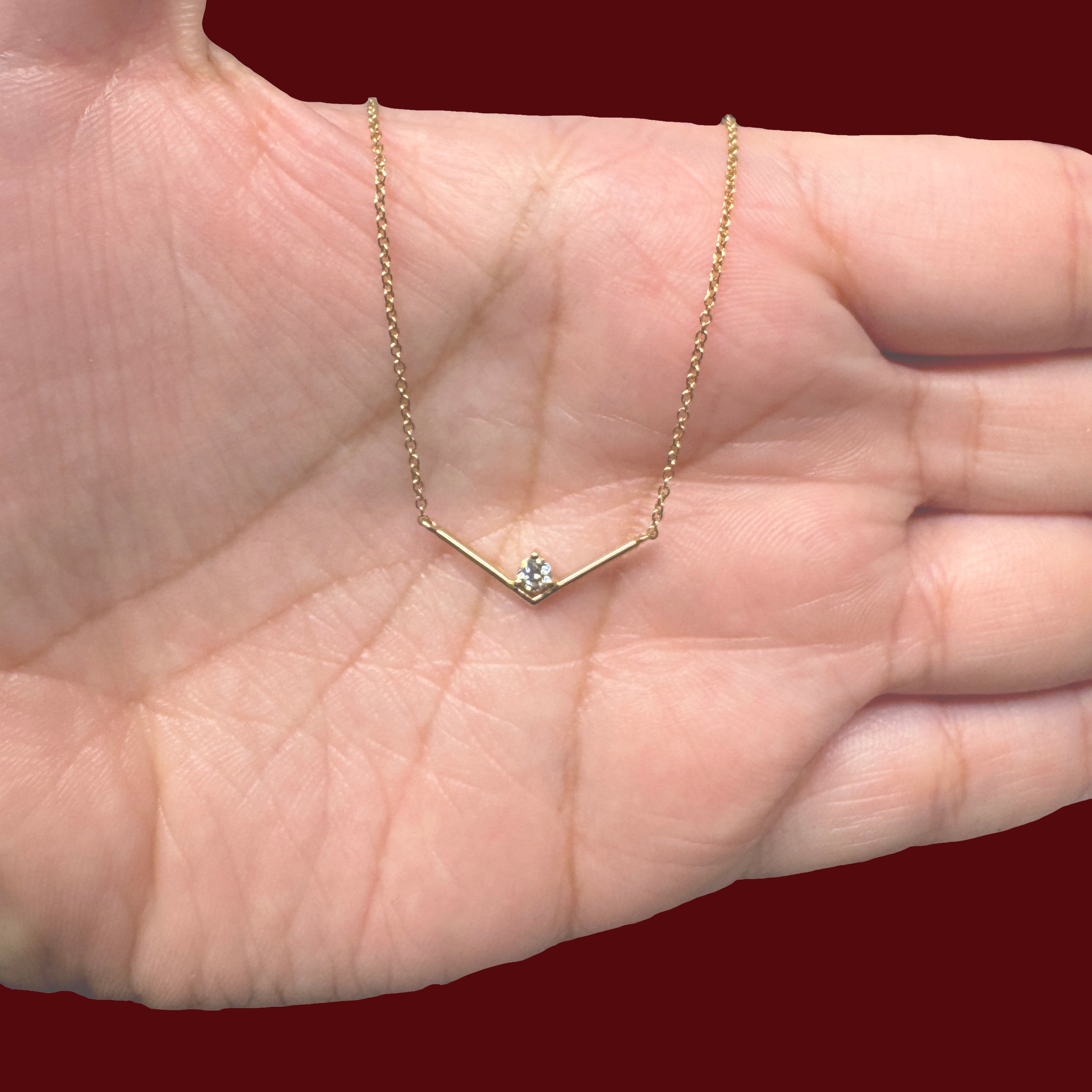 0.09ct Lab Diamond V-Shape Solitaire Pendant