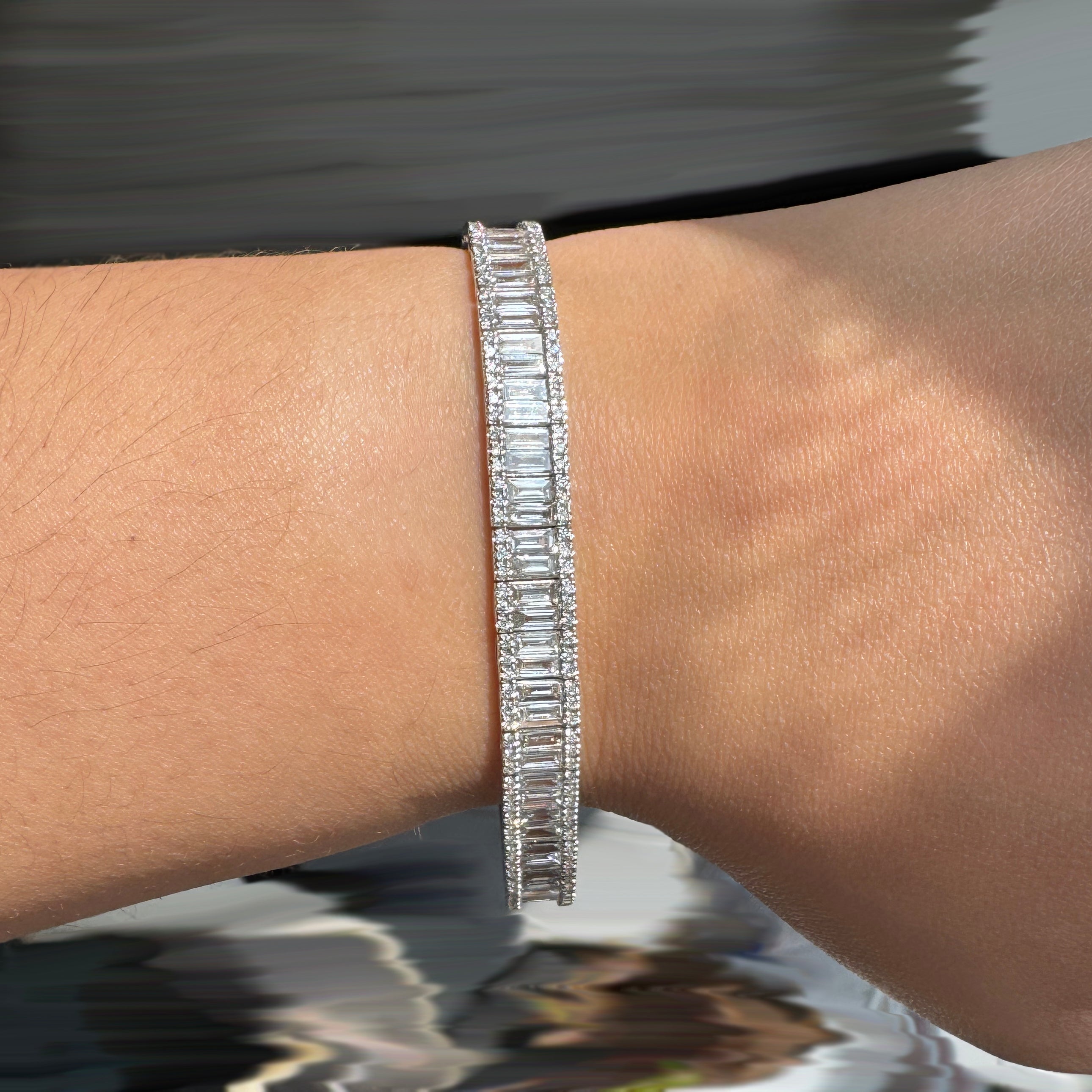 8.28ct Baguette Cut Lab Diamond Line Bracelet