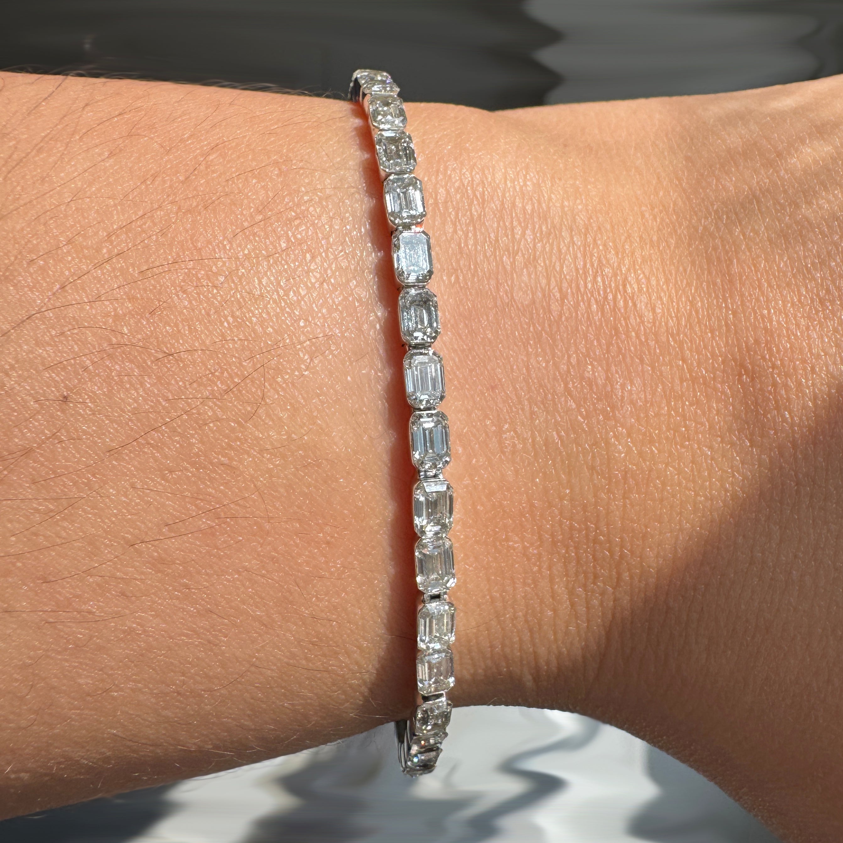 7.98ct Emerald Lab Diamond East-West Line Bracelet