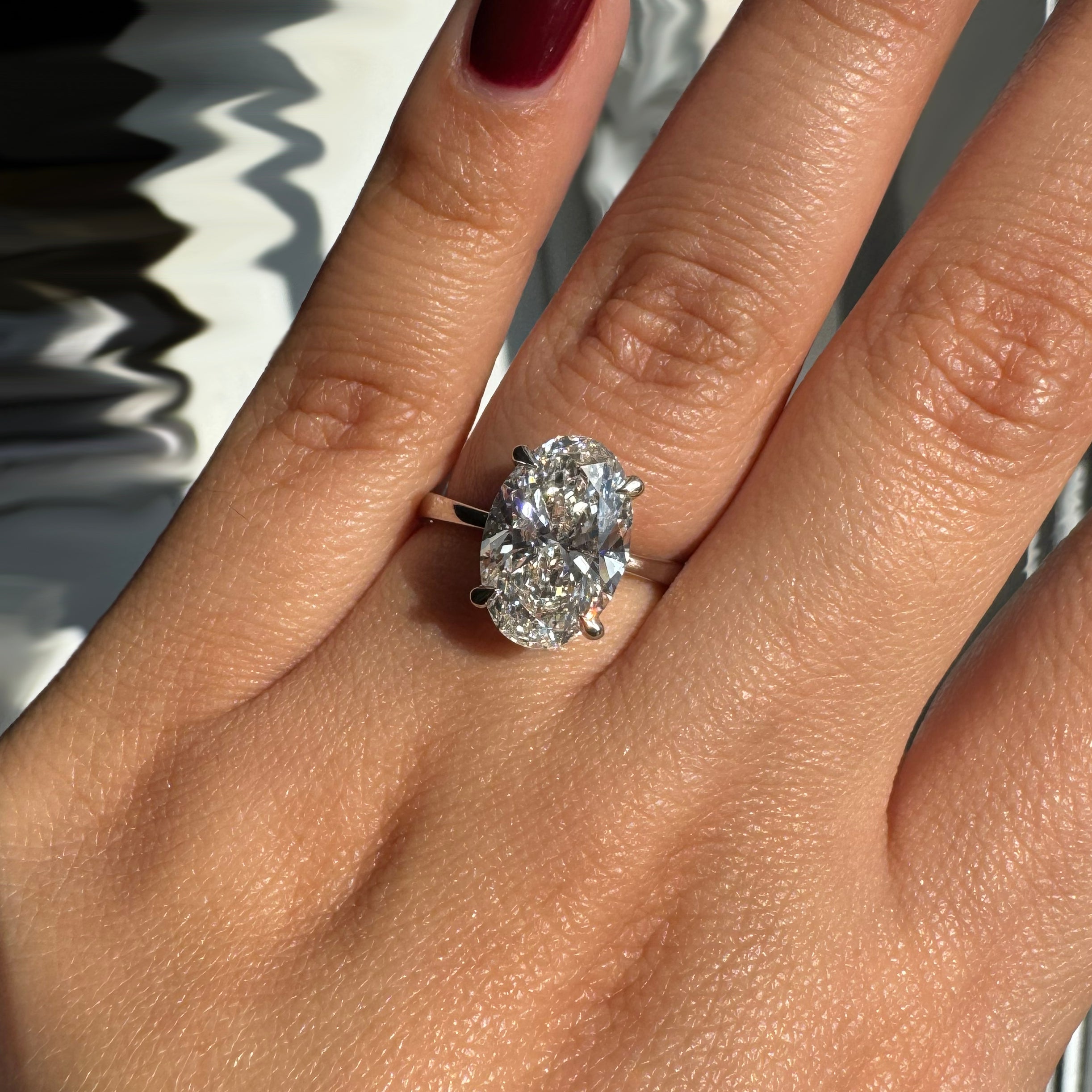 4.00ct Oval-Cut Lab Grown Diamond Solitaire Engagement Ring