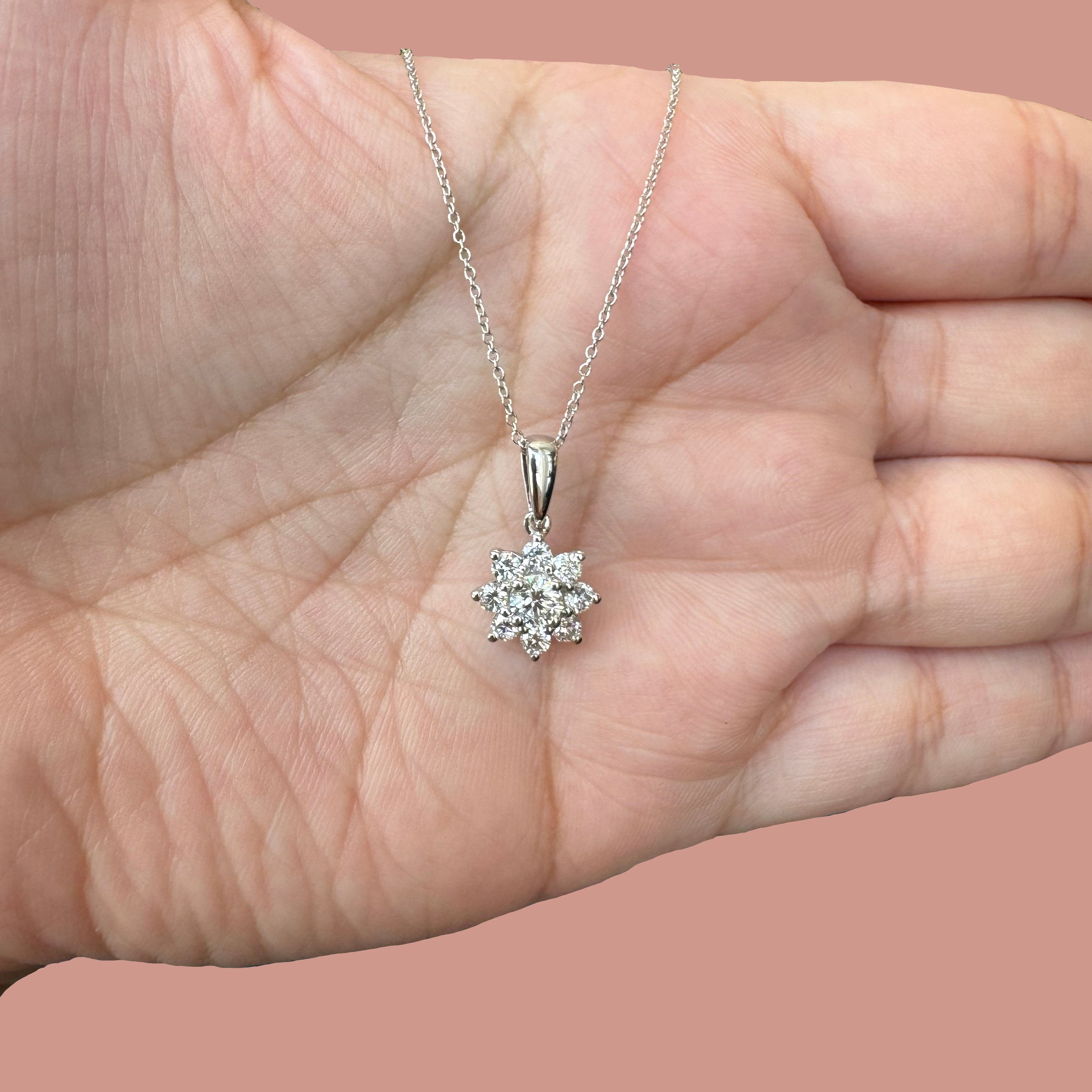0.68ct Lab Diamond Starburst Halo Pendant
