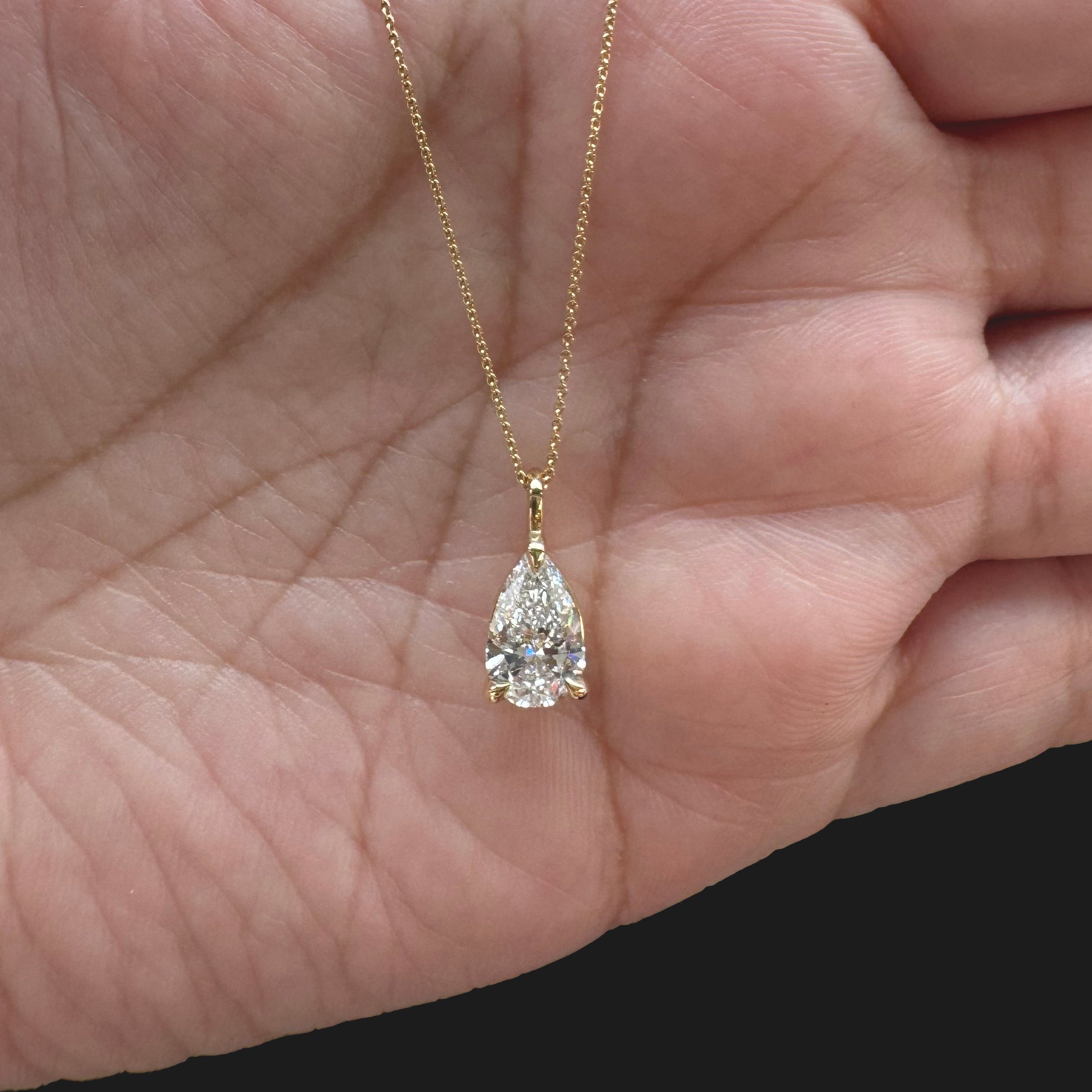 1.28ct Pear Lab Diamond Solitaire Pendant