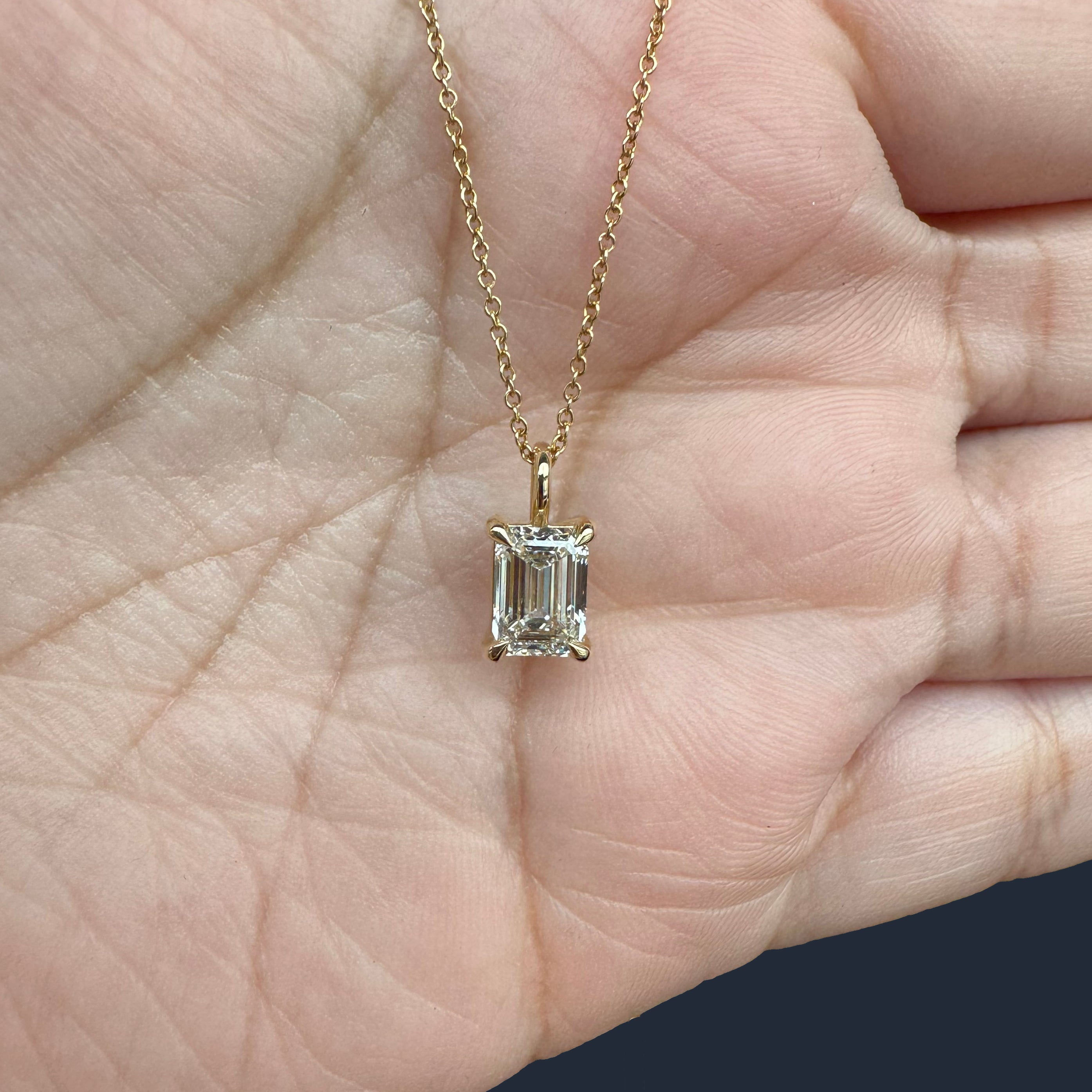 1.27ct Emerald Lab Diamond Solitaire Pendant