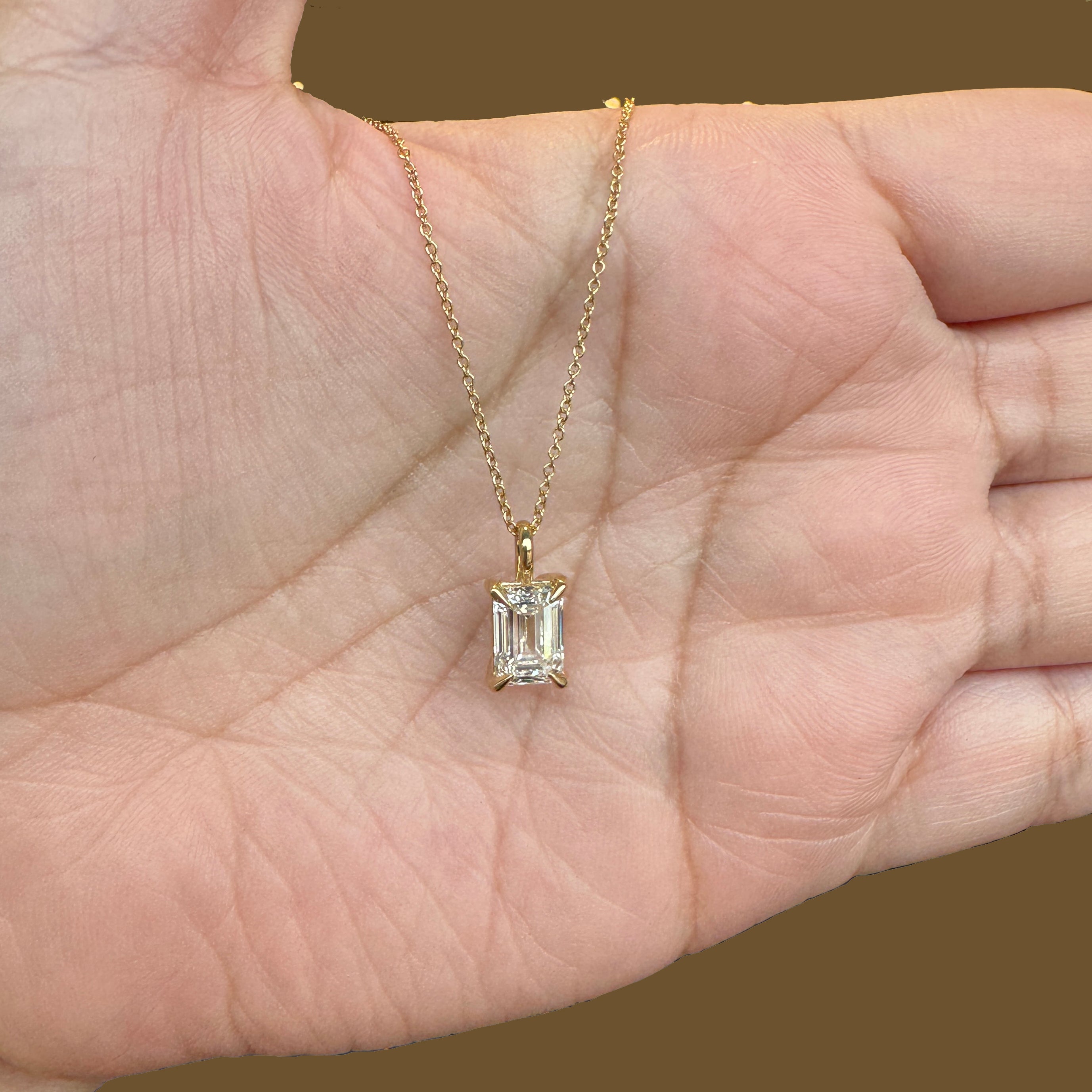 1.60ct Emerald Lab Diamond Solitaire Pendant