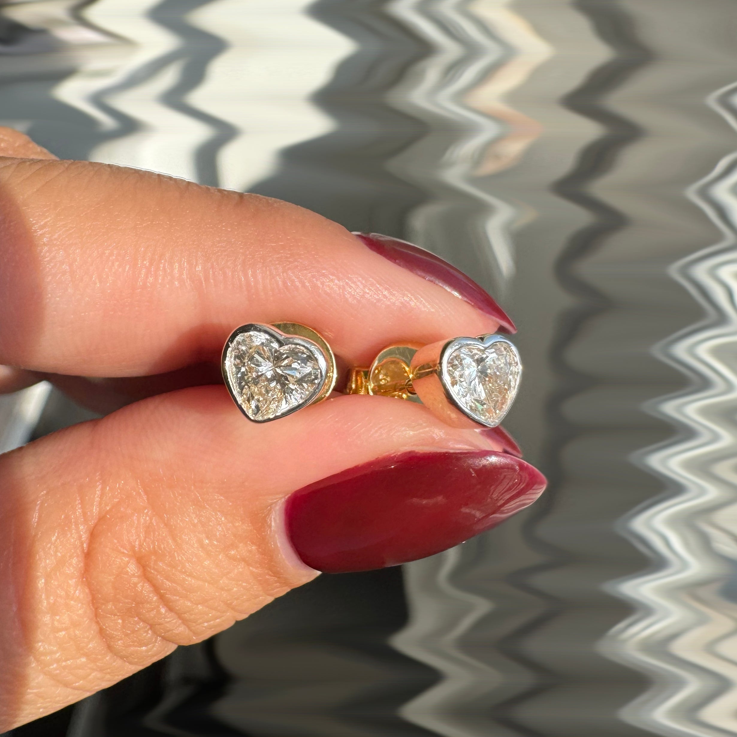 1.03ctw Heart Shape Lab Diamond Bezel Studs