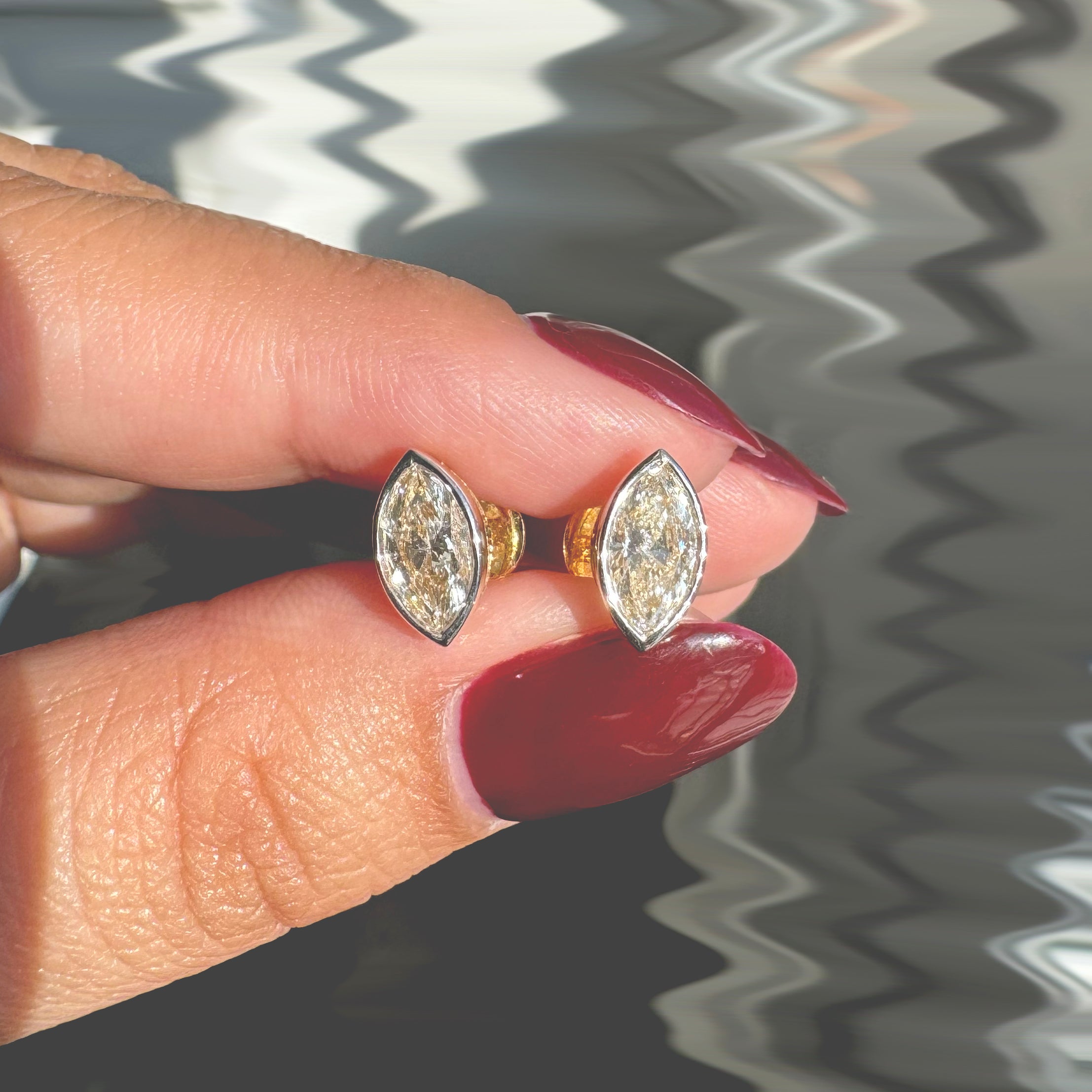 1.03ctw Marquise Lab Diamond Bezel Studs