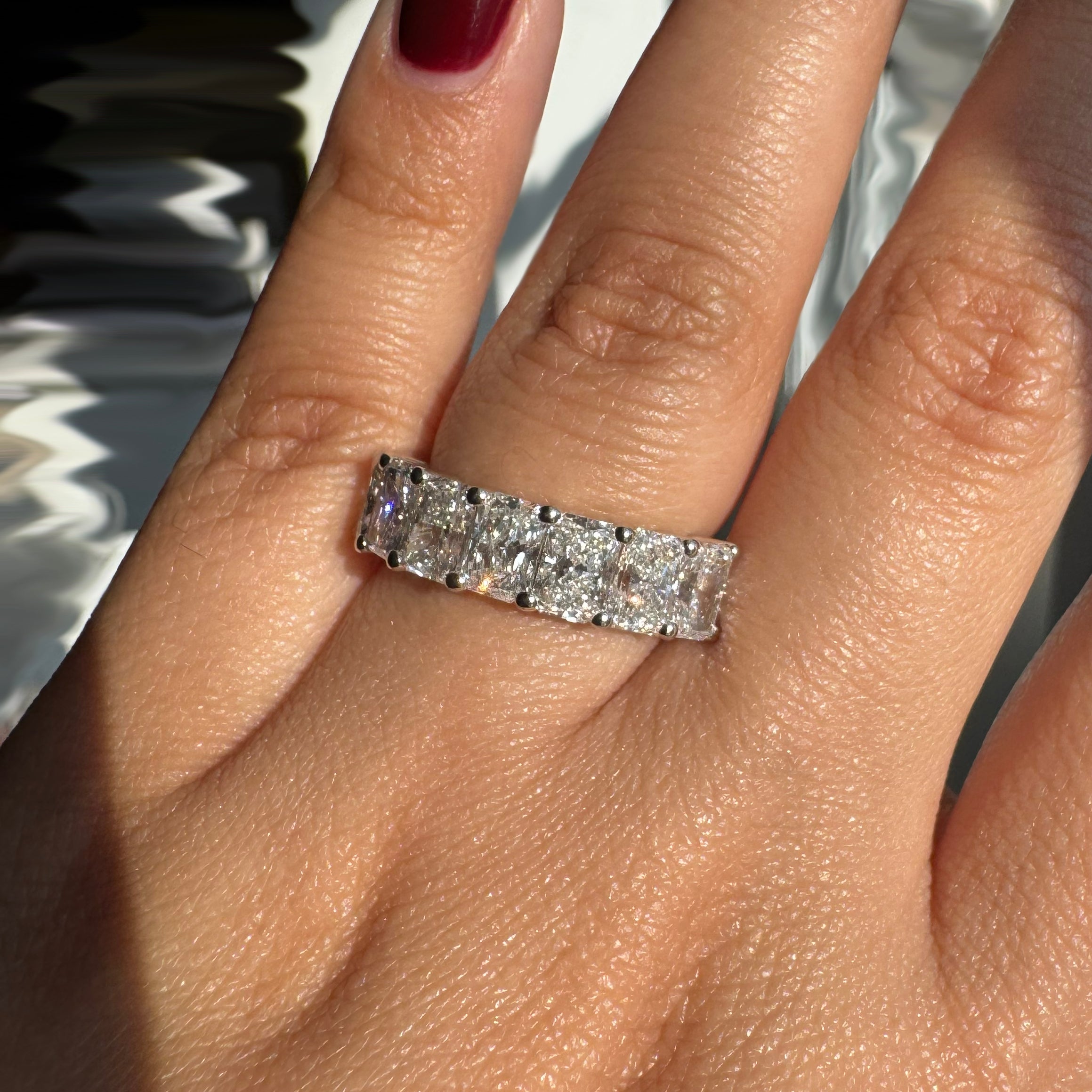 3.69ct Radiant-Cut Lab Diamond Half Band